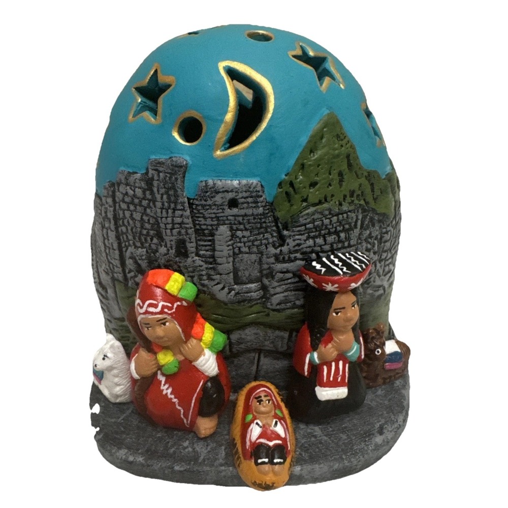 Peruvian Nativity Scene Stars Moon, Hollow For Tea Light Effect Hand Made